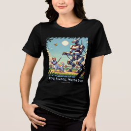 Pixel Friends: Mecha Dog (Robot Dog)（女性Tシャツ） トライブレンドＴシャツ