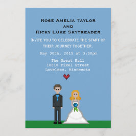Pixel Gamer ブロンドの花嫁と新郎の結婚式招待状 招待状