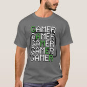 Pixel Gamer Gaming Typography Retro Tシャツ (正面)