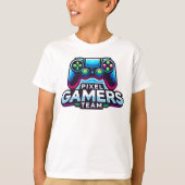 Pixel Gamersチーム – 将来のゲーマーキッズ Tシャツ (正面)