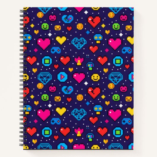 Pixel Gaming Aesthetic Hardcover Journal ノートブック (正面)