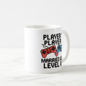 Pixel Gaming Couple Level Up Design コーヒーマグカップ (正面右)