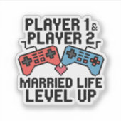 Pixel Gaming Couple Level Up Design シール (正面)