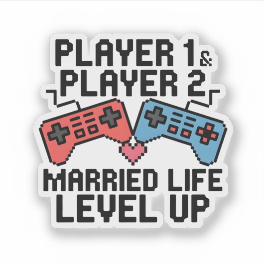 Pixel Gaming Couple Level Up Design シール (正面)