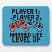 Pixel Gaming Couple Level Up Design マウスパッド (正面)