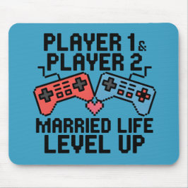 Pixel Gaming Couple Level Up Design マウスパッド