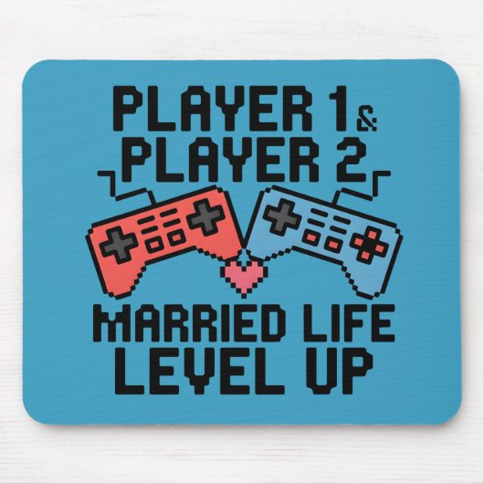 Pixel Gaming Couple Level Up Design マウスパッド (正面)