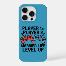 Pixel Gaming Couple Level Up Design iPhone 15 Proケース