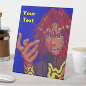 Pixel girl changing, pixelart 台座サイン (インサイチュ)