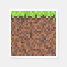 Pixel grass gamer birthday  スタンダードカクテルナプキン