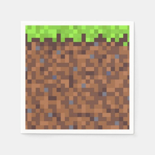 Pixel grass gamer birthday  スタンダードカクテルナプキン (正面)