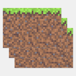 Pixel grass gamer birthday  ラッピングペーパーシート