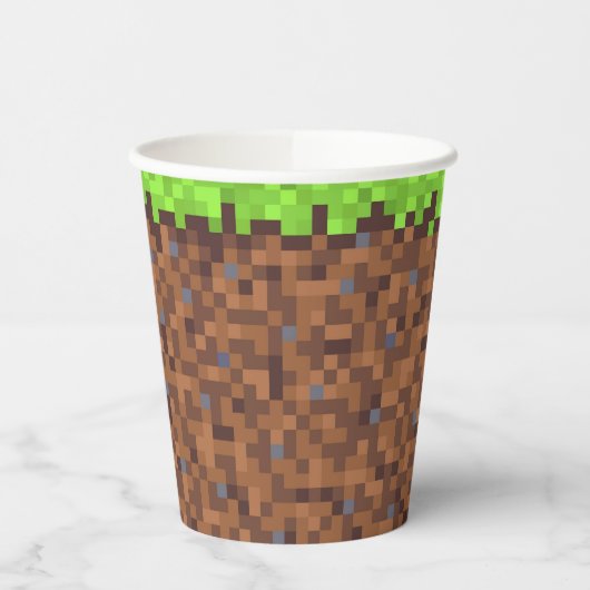 Pixel grass gamer birthday  紙コップ (左)
