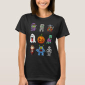 Pixel Halloween Witch Pumpkin Boo Pirate Skeleton  Tシャツ (正面)