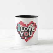 Pixel Heart I Love You Retro Typography マグカップ (中央)