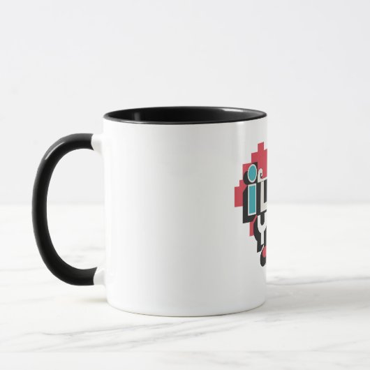 Pixel Heart I Love You Retro Typography マグカップ (左)