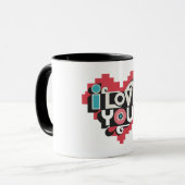 Pixel Heart I Love You Retro Typography マグカップ (正面左)