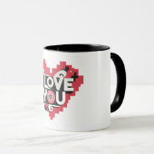 Pixel Heart I Love You Retro Typography マグカップ (正面右)