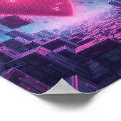 Pixel Heart Neon City — Futuristic Gaming Poster ポスター (角)