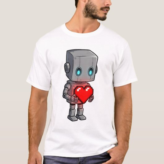 Pixel Heart Robot Tシャツ (正面)