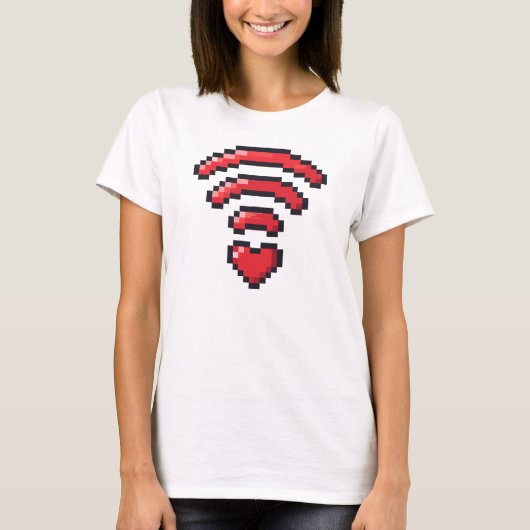 Pixel Heart WiFi Love Signal Tシャツ (正面)