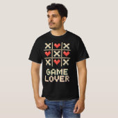 Pixel Herz Tic Tac Toe Tシャツ (正面フル)