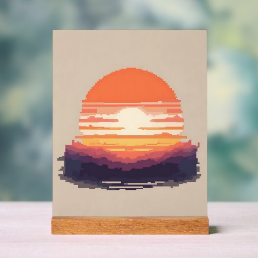 Pixel Horizon: A Retro Sunset アクリルサイン (ニュートラル)