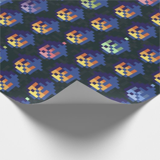 Pixel Lantern Night Pattern ラッピングペーパー (角)