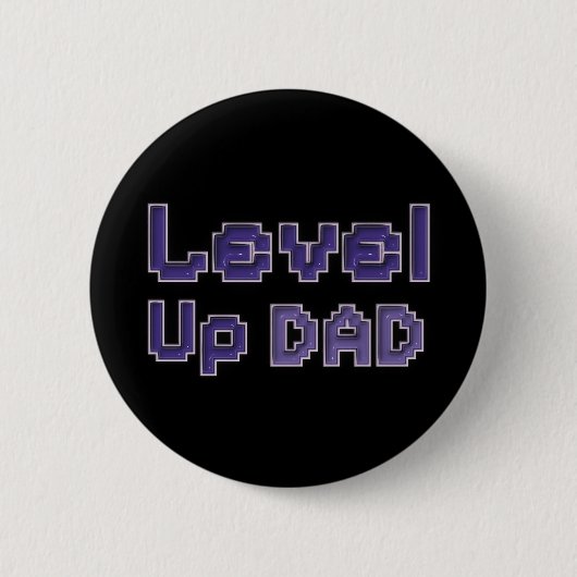 Pixel Level Up Dad Gamer ピン - 黒地に紫 (正面)