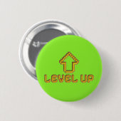 Pixel Level Up Gamer Pin - Lime Green 缶バッジ (正面&裏面)