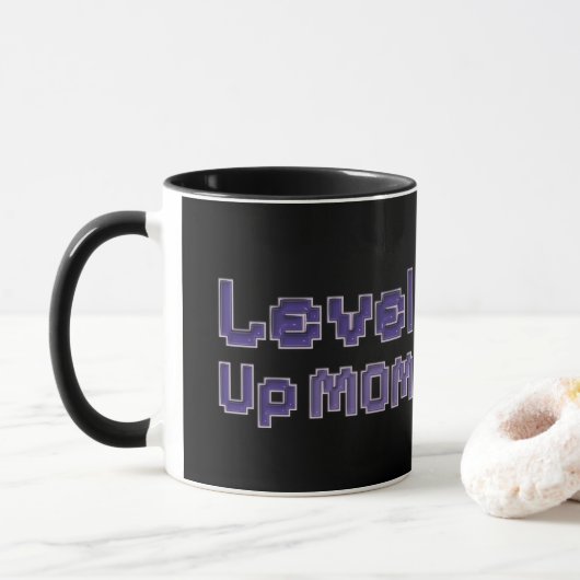 Pixel Level Up Mom Gamer Two-Tone Mug  マグカップ (ドーナツ)