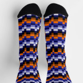 Pixel Pattern Crew Socks - Blues, Orange & Earth ソックス (上部)