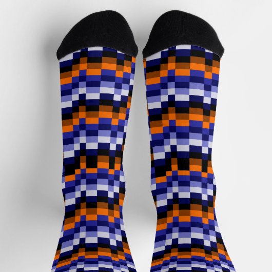 Pixel Pattern Crew Socks - Blues, Orange & Earth ソックス (上部)
