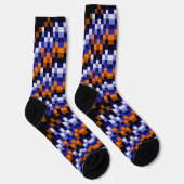 Pixel Pattern Crew Socks - Blues, Orange & Earth ソックス (右)