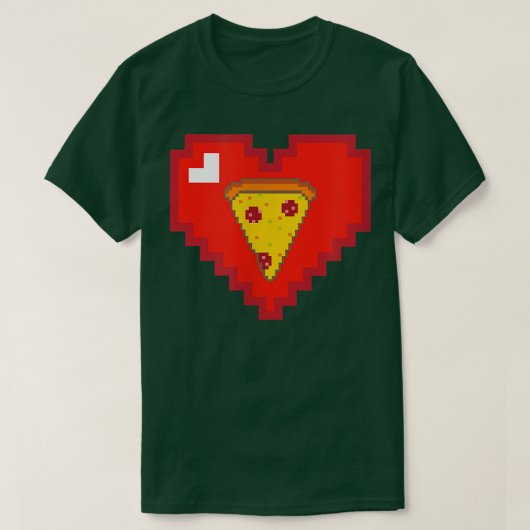 Pixel Pizza Heart 80s Video Game Love 13282855 Tシャツ (デザイン正面)