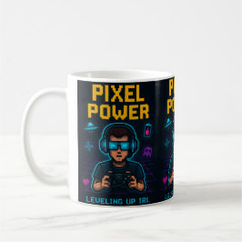 Pixel Power – Leveling Up IRL Poster コーヒーマグカップ
