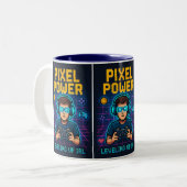 Pixel Power – Leveling Up IRL Poster ツートーンマグカップ (正面左)