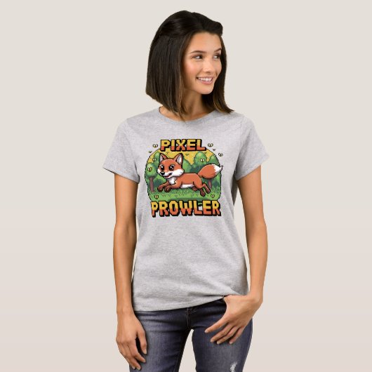 Pixel Prowler - 16ビットの跳躍する狐 Tシャツ (正面フル)