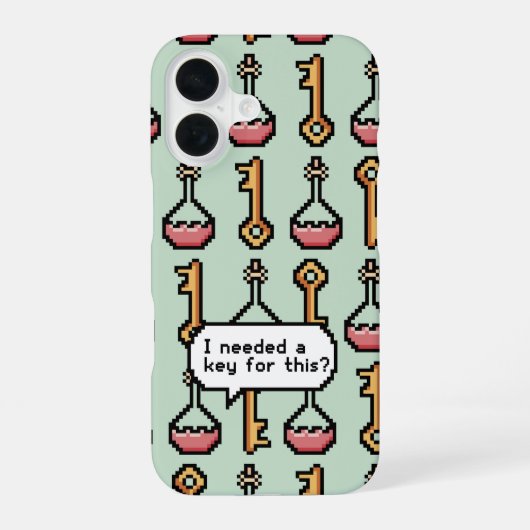 Pixel Quest - 鍵とポーション iPhone 16ケース (裏面)