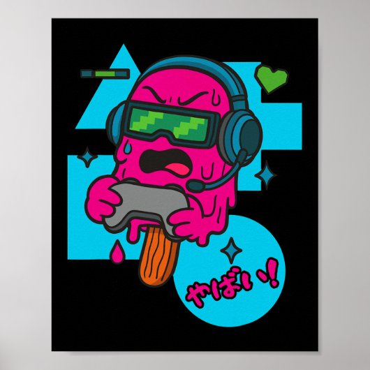 Pixel Rage Gamer Popsicle Funny Melting Ice Cream  ポスター (正面)