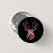 Pixel Reindeer Retro Ugly Sweater Button 缶バッジ (正面&裏面)