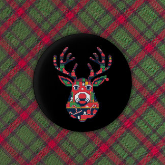 Pixel Reindeer Retro Ugly Sweater Button 缶バッジ