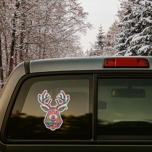 Pixel Reindeer Retro Ugly Sweater Sticker シール