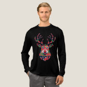 Pixel Reindeer Ugly Sweater Christmas Shirt トライブレンドＴシャツ (正面全体)