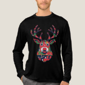 Pixel Reindeer Ugly Sweater Christmas Shirt トライブレンドＴシャツ (正面)