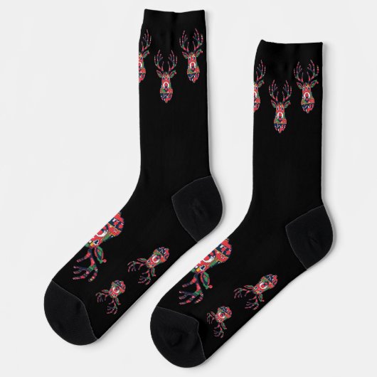 Pixel Reindeer Ugly Sweater Christmas Socks ソックス (左)