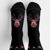 Pixel Reindeer Ugly Sweater Christmas Socks ソックス (上部)
