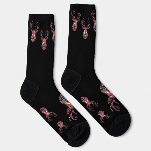 Pixel Reindeer Ugly Sweater Christmas Socks ソックス (右)
