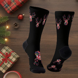 Pixel Reindeer Ugly Sweater Christmas Socks ソックス