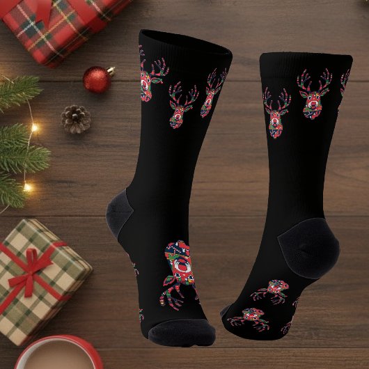 Pixel Reindeer Ugly Sweater Christmas Socks ソックス
